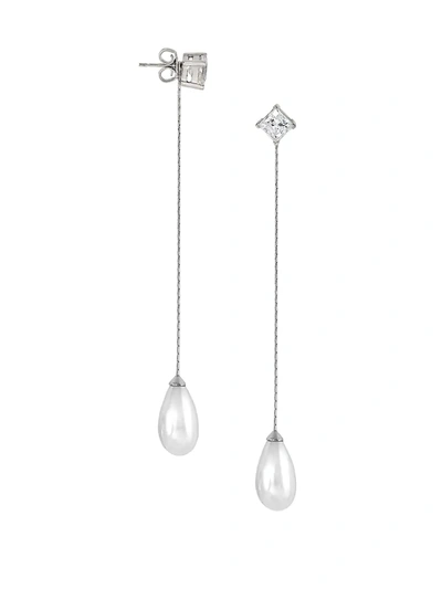 Majorica Rosa Sterling Silver & Round Imitation Pearl Drop Earrings In White