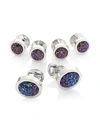 Saks Fifth Avenue Men's Collection Blue Druzy Cufflink & Stud Set In Blue Silver