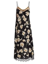N°21 Women's Silk Floral Midi Slip Dress In Stampa Fondo Nero