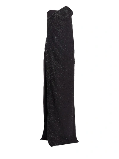 Ahluwalia Women's Chalet Strapless High Slit Gown In Jet Black