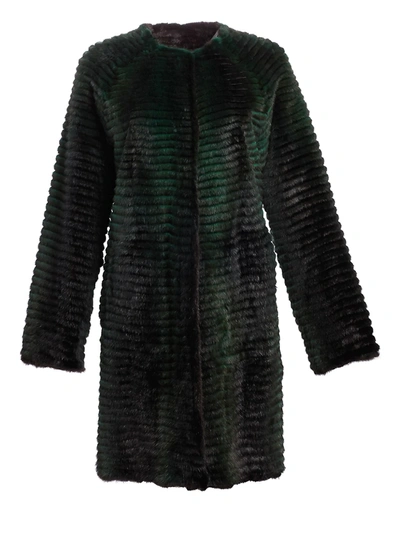 The Fur Salon Julia & Stella For  Reversible Corduroy & Quilted Mink Fur Coat In Green Brown