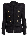 Balmain Women's Double-breasted Tweed Jacket In Noir