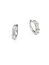 Adriana Orsini Sillvertone & Mixed-shape Cubic Zirconia Huggie Hoop Earrings In Rhodium