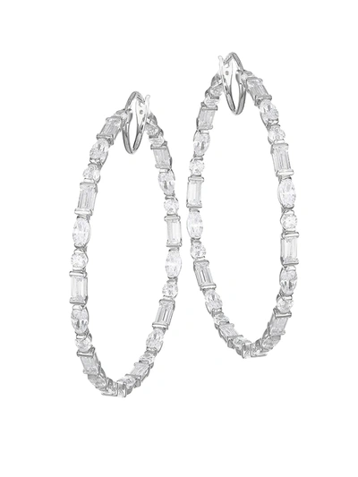 Adriana Orsini Gia Rhodium-plated & Cubic Zirconia Hoop Earrings In Silver