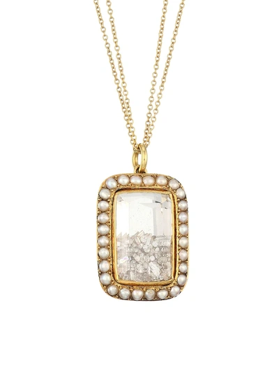 Renee Lewis 18k Yellow Gold, Pearl & Diamond Pendant Necklace