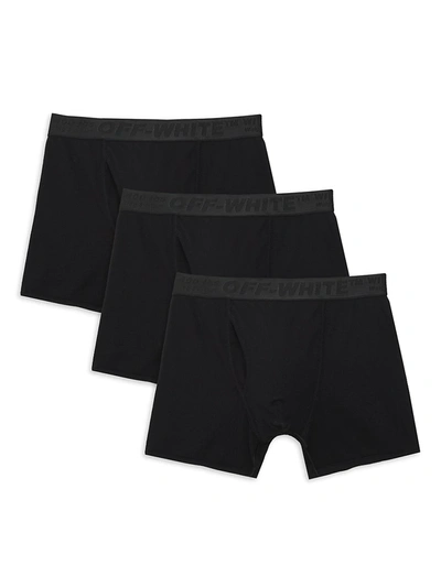 Off-white 3-pack Stretch Cotton Boxer Shorts In Black