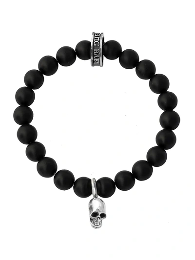 King Baby Studio Onyx Sterling Silver Skull Beaded Bracelet