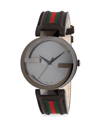 Gucci Men's Interlocking G Black Pvd Watch In Dark Silver