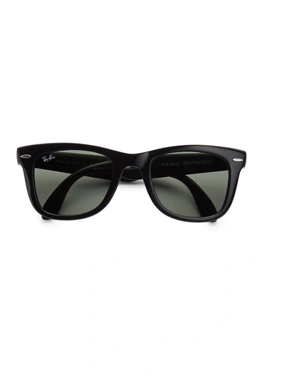 Ray Ban Rb4105 Folding Wayfarer Sunglasses In Matte Black,green