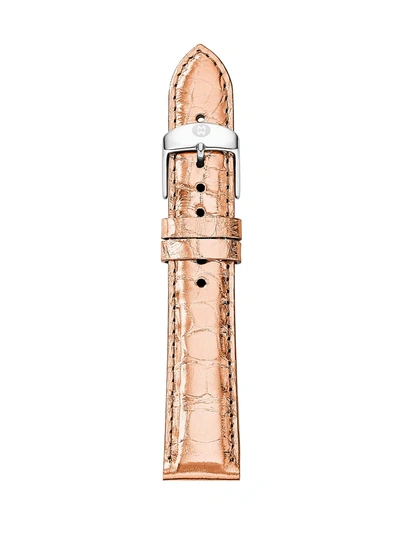 Michele Women's Alligator Watch Strap/18mm In Rose Metallic