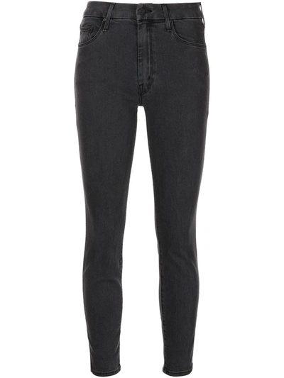Mother The Looker Mid-rise Ankle Skinny Fray Hem Distressed Jeans In Grau