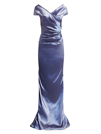 Teri Jon Taffeta Gown In Slate