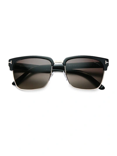 Tom Ford River 57mm Square Sunglasses In Shiny Black/polarized Gray Gradient