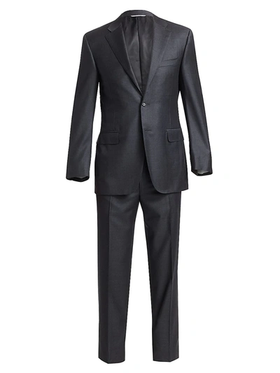 Canali Wool Two Button-front Suit In Charcoal