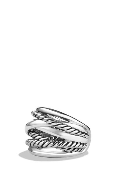David Yurman Chubby Crossover Wide Ring In Sterling Silver