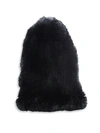 Surell Women's Rabbit Fur Slouch Beanie In Black