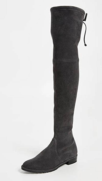 Stuart Weitzman Lowland Suede Over-the-knee Boots In Dark Gray
