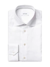 Eton - Contemporary Fit - White Royal Twill Shirt With Button Thread Detail.