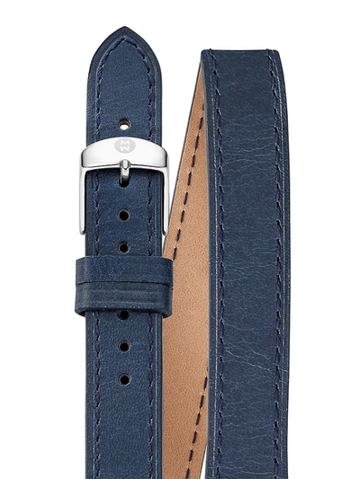 Michele Women's Leather Watch Strap/18mm In Navy