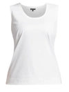 Lafayette 148 Women's Stretch Cotton Scoopneck Tank Top In White