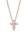 Roberto Coin Tiny Treasures Diamond & 18k Rose Gold Baby Cross Pendant Necklace