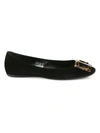 Roger Vivier Women's Gommette Suede Flats In Black