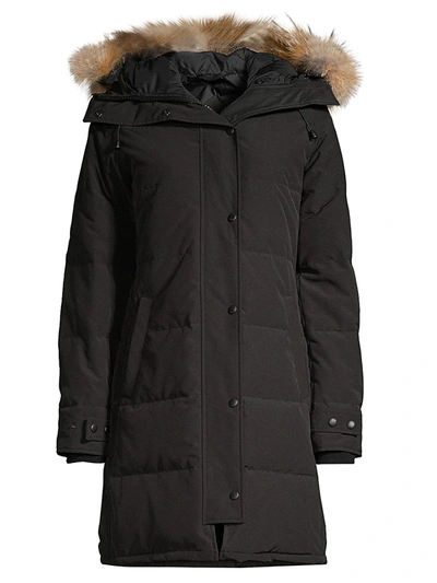 Canada Goose Shelburne Coyote Fur-trim Down Parka In Black