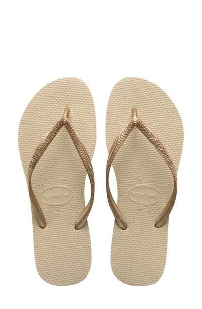 Havaianas Kids Slim Glitter Ii Flip Flop Sandals Women's Shoes In Light Gold-tone