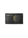 Saint Laurent Women's Monogram Matelassé Leather Zip Pouch In Black