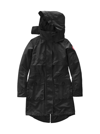 Canada Goose Cavalry Hooded Trench Coat In Black