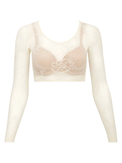 Spanx Embroidered Lace Arm Tights In Soft White