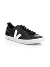 Veja Women's Esplar Logo Leather Low-top Sneakers In Black White