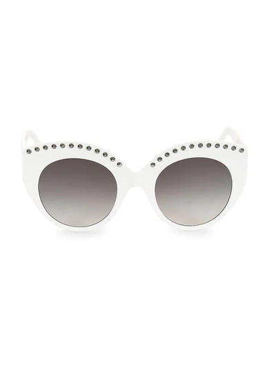 Alaïa 52mm Round Sunglasses In White