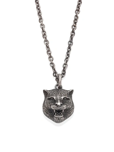 Gucci Sterling Silver Tiger Pendant Necklace