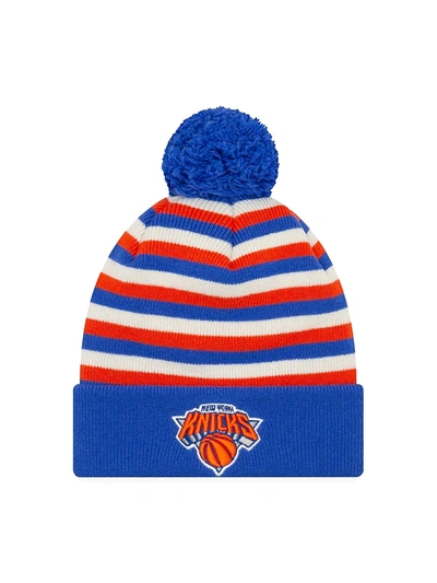 New Era Ek Cashmere New York Knicks Striped Knit Beanie In Blue Orange