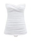 Norma Kamali Walter Mio Strapless Ruched One-piece Swimsuit In White