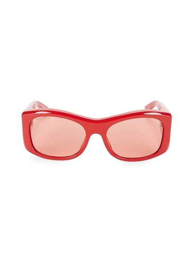 Balenciaga Men's 59mm Rectangular Acetate Sunglasses In Red