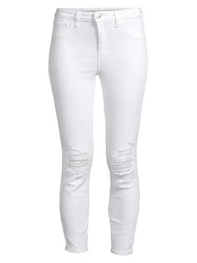 L Agence Women's Margot High-rise Ankle Skinny Distressed Jeans In Blanc Destroyed