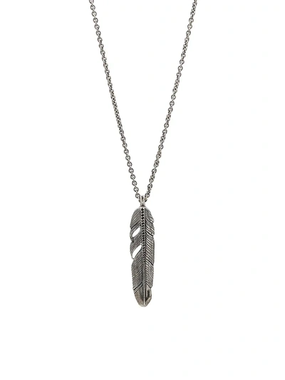 John Varvatos Men's Mercer Sterling Silver & Black Diamond Feather Necklace