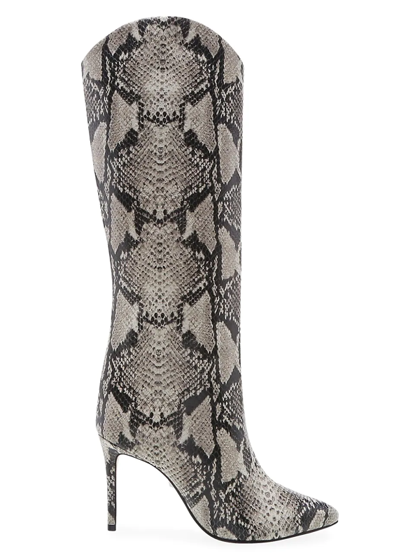 Schutz Maryana Knee-high Snakeskin-embossed Leather Boots In Natural ...