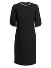 Teri Jon By Rickie Freeman Embellished Slit Sleeve Sheath Dress In Black