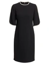 Teri Jon Embellished Slit Sleeve Sheath Dress In Black