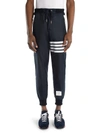 Thom Browne Men's Classic Drawstring Sweatpants With Stripe Detail In Blue