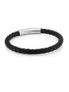 Tateossian Men's Sterling Silver & Leather Basketweave Bracelet In Black