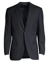 Brioni Stripe Wool Jacket In Blue Grey
