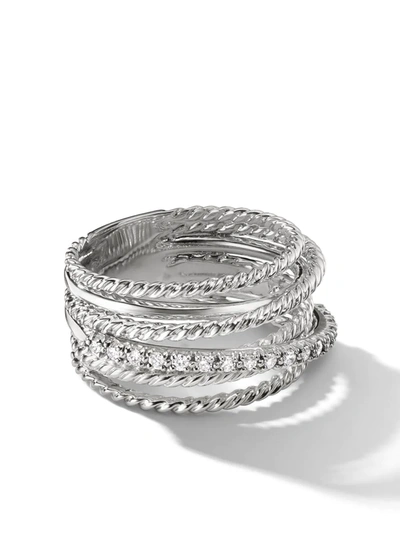 David Yurman Women's Crossover Diamond & Sterling Silver Wide Ring