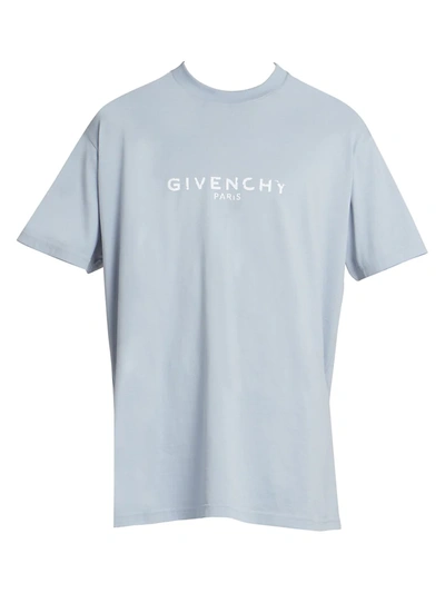Givenchy Men's Oversized Logo Tee In Pale Blue