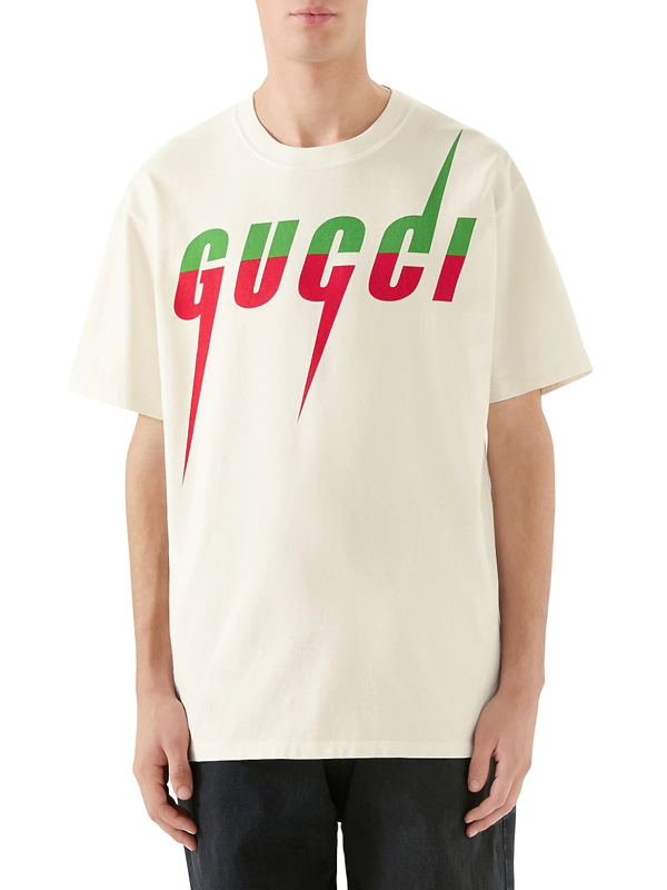 Gucci Blade Print T-shirt In Milk Green Red | ModeSens
