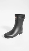 Hunter Original Refined Short Waterproof Rain Boot In Black