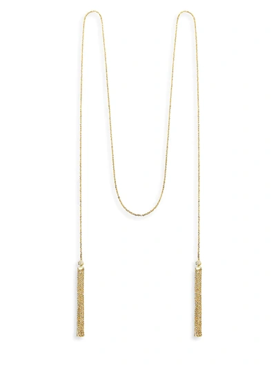 Celara Phase 14k Yellow Gold & Diamond Long Tassel Necklace